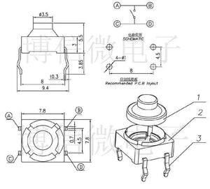 Planet Gates 200001056 20pcs/lot 8x8x5MM 4PIN G77 Conductive Silicone Soundless Tactile Tact Push Button Micro Switch Self-reset