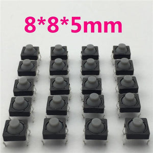 Planet Gates 200001056 20pcs/lot 8x8x5MM 4PIN G77 Conductive Silicone Soundless Tactile Tact Push Button Micro Switch Self-reset
