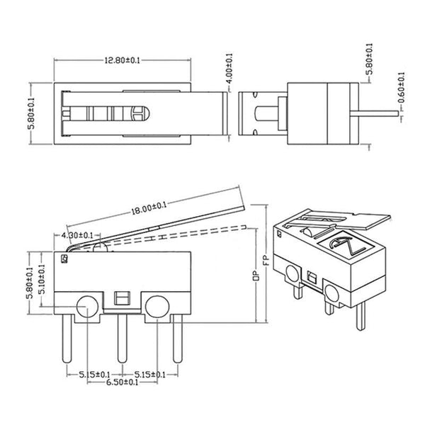 Planet Gates 200001056 20PCS/Lot Micro Switch Push Button Switch 3 Pin 1A 125V AC Mini Light Touch Switch For Mouse