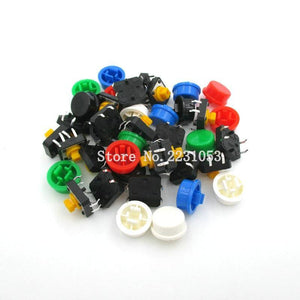 Planet Gates 200001056 20PCS/set Tactile Push Button Switch Momentary 12*12*7.3MM Micro Switch Button + (20PCS 5 Colors Tact Cap)