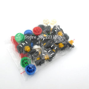 Planet Gates 200001056 20PCS/set Tactile Push Button Switch Momentary 12*12*7.3MM Micro Switch Button + (20PCS 5 Colors Tact Cap)