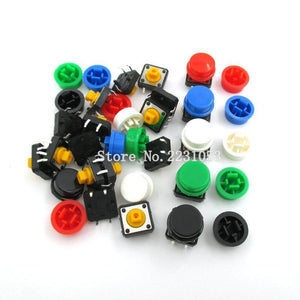 Planet Gates 200001056 20PCS/set Tactile Push Button Switch Momentary 12*12*7.3MM Micro Switch Button + (20PCS 5 Colors Tact Cap)