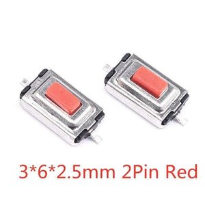 Planet Gates 200001056 3X6X2.5mm 2Pin Red 50PCS Tact Switch Silicone Button Micro Switch 3*4*2mm 3x6x4.3mm 2Pin 3x6x2.5mm 4*4*1.5mm SMD 4 Feet