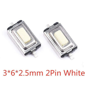 Planet Gates 200001056 3X6X2.5mm 2Pin White 50PCS Tact Switch Silicone Button Micro Switch 3*4*2mm 3x6x4.3mm 2Pin 3x6x2.5mm 4*4*1.5mm SMD 4 Feet