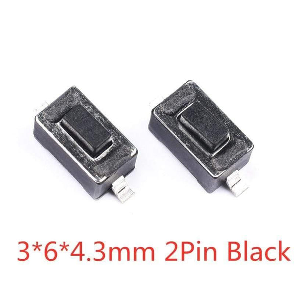 Planet Gates 200001056 3X6X4.3mm 2Pin Black 50PCS Tact Switch Silicone Button Micro Switch 3*4*2mm 3x6x4.3mm 2Pin 3x6x2.5mm 4*4*1.5mm SMD 4 Feet