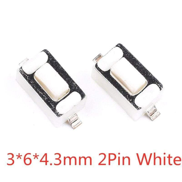 Planet Gates 200001056 3X6X4.3mm 2Pin White 50PCS Tact Switch Silicone Button Micro Switch 3*4*2mm 3x6x4.3mm 2Pin 3x6x2.5mm 4*4*1.5mm SMD 4 Feet