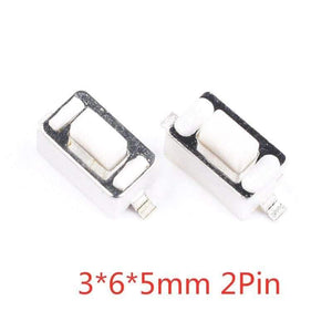 Planet Gates 200001056 3X6X5mm 2Pin 50PCS Tact Switch Silicone Button Micro Switch 3*4*2mm 3x6x4.3mm 2Pin 3x6x2.5mm 4*4*1.5mm SMD 4 Feet