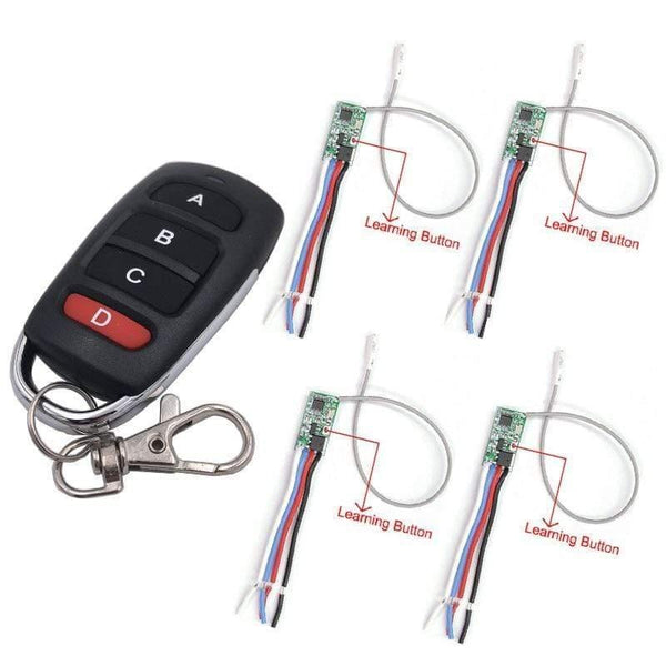 Planet Gates 200001056 4R 1RC 433mhz DC 3.6V 6V 12V 24V 1CH Relay Wireless RF Remote Control Switch Module With 4buttons Transmitter Power LED Lamp Light DIY