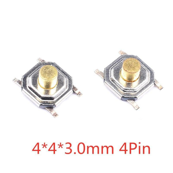 Planet Gates 200001056 4X4X3.0mm 4Pin 50PCS Tact Switch Silicone Button Micro Switch 3*4*2mm 3x6x4.3mm 2Pin 3x6x2.5mm 4*4*1.5mm SMD 4 Feet