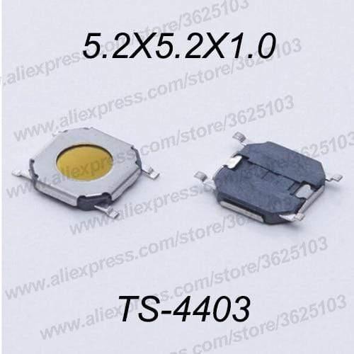 Planet Gates 200001056 5.2x5.2x1.0 50PCS/LOT SMD 4*4*1.5mm (5.2*5.2*1.5mm) Tactile Tact Push Button Micro Switch Momentary Push Button Copper Head/Rubber Head Etc.