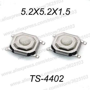 Planet Gates 200001056 5.2x5.2x1.5 Rubber 50PCS/LOT SMD 4*4*1.5mm (5.2*5.2*1.5mm) Tactile Tact Push Button Micro Switch Momentary Push Button Copper Head/Rubber Head Etc.