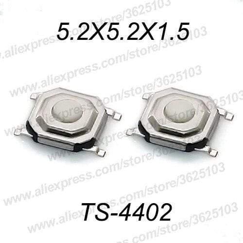 Planet Gates 200001056 5.2x5.2x1.5 Rubber 50PCS/LOT SMD 4*4*1.5mm (5.2*5.2*1.5mm) Tactile Tact Push Button Micro Switch Momentary Push Button Copper Head/Rubber Head Etc.