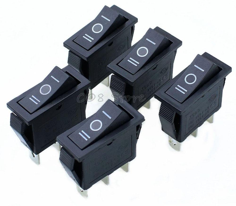 Planet Gates 200001056 5 Pcs X AC 15A 250V /20A 125V 3 Pin SPDT KCD3 ON-OFF-ON 3 Position BLACK Boat Rocker Switch