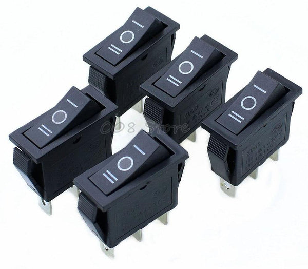 Planet Gates 200001056 5 Pcs X AC 15A 250V /20A 125V 3 Pin SPDT KCD3 ON-OFF-ON 3 Position BLACK Boat Rocker Switch