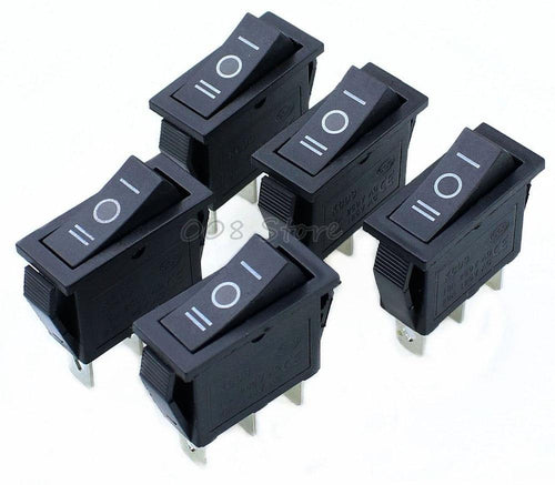 Planet Gates 200001056 5 Pcs X AC 15A 250V /20A 125V 3 Pin SPDT KCD3 ON-OFF-ON 3 Position BLACK Boat Rocker Switch