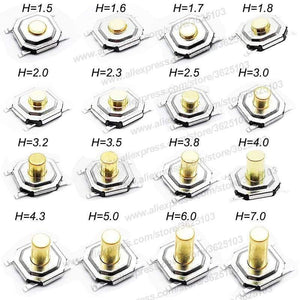 Planet Gates 200001056 50PCS/LOT SMD 4*4*1.5MM~7MM 4X4X1.5MM~7MM 5.2mm X 5.2mm Tactile Tact Push Button Micro Switch Momentary Push Button Copper Head