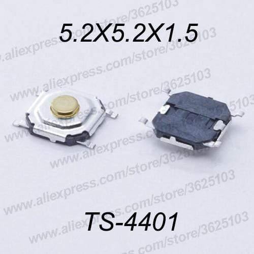 Planet Gates 200001056 50PCS/LOT SMD 4*4*1.5MM~7MM 4X4X1.5MM~7MM 5.2mm X 5.2mm Tactile Tact Push Button Micro Switch Momentary Push Button Copper Head