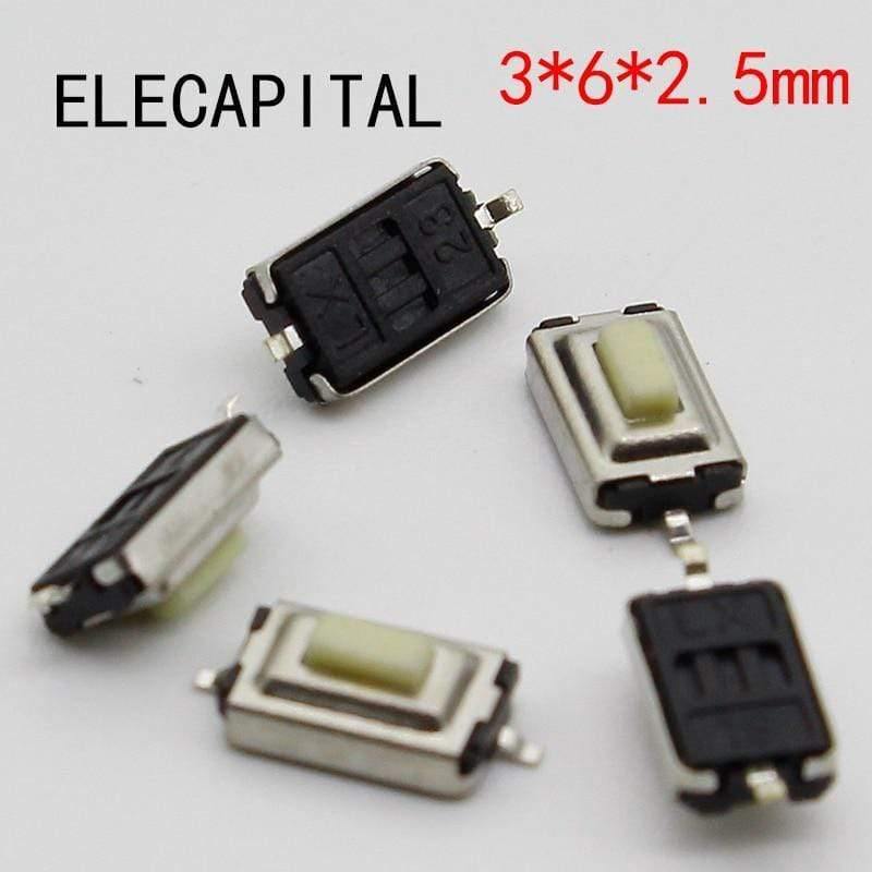 Planet Gates 200001056 50pcs/lot SMT 3x6x2.5MM 2PIN Tactile Tact Push Button Micro Switch G73 Self-reset Momentary
