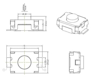 Planet Gates 200001056 50PCS SMD 2Pin 3X4MM Tactile Tact Push Button Micro Switch Momentary