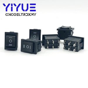 Planet Gates 200001056 5pcs KCD1 Black 3 Position Toggle Micro Switches 6A/250VAC 10A/125VAC (ON / Off / On) 6Pin Rocker Switch