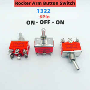 Planet Gates 200001056 E-TEN1322 Micro Switch 15A/250V 6 Pin Waterproof Switch Cap On-Off-On Miniature Toggle Switches Orange 1PCS (E-TEN1322)