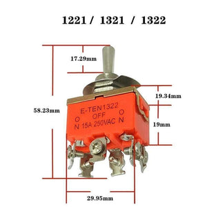 Planet Gates 200001056 E-TEN1322 Micro Switch 15A/250V 6 Pin Waterproof Switch Cap On-Off-On Miniature Toggle Switches Orange 1PCS (E-TEN1322)