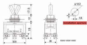 Planet Gates 200001056 E-TEN1322 Micro Switch 15A/250V 6 Pin Waterproof Switch Cap On-Off-On Miniature Toggle Switches Orange 1PCS (E-TEN1322)