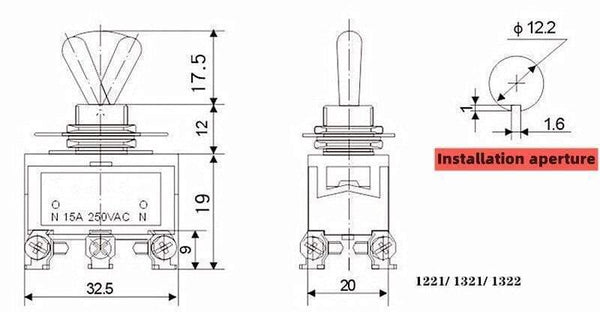 Planet Gates 200001056 E-TEN1322 Micro Switch 15A/250V 6 Pin Waterproof Switch Cap On-Off-On Miniature Toggle Switches Orange 1PCS (E-TEN1322)