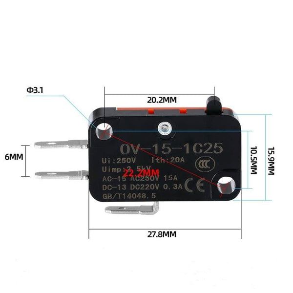 Planet Gates 200001056 Micro Limit Switch Momentary OV-15-1C25 OV-151-1C25 OV-152-1C25 OV-153-1C25 OV-154-1C25 OV-155-1C25 OV-156-1C25 OV-15-1B5