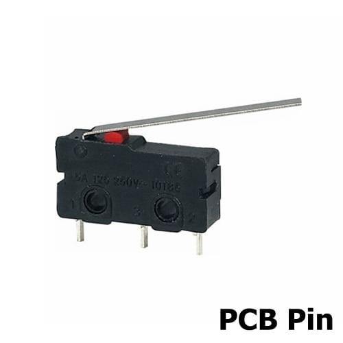 Planet Gates 200001056 PCB Pin 28mm Lever 5Pcs Mini Micro Limit Switch NO NC 3 Pins PCB Terminals SPDT 5A 125V 250V 29mm Roller Arc Lever Snap Action Push Microswitches