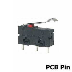 Planet Gates 200001056 PCB Pin Arc Lever 5Pcs Mini Micro Limit Switch NO NC 3 Pins PCB Terminals SPDT 5A 125V 250V 29mm Roller Arc Lever Snap Action Push Microswitches