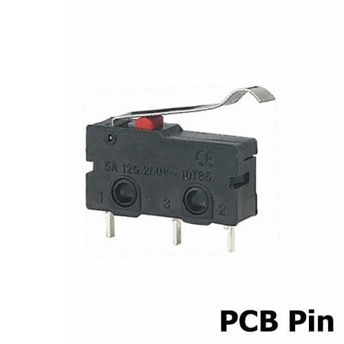 Planet Gates 200001056 PCB Pin Arc Lever 5Pcs Mini Micro Limit Switch NO NC 3 Pins PCB Terminals SPDT 5A 125V 250V 29mm Roller Arc Lever Snap Action Push Microswitches