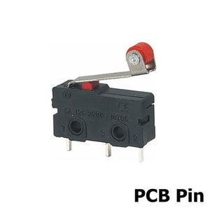 Planet Gates 200001056 PCB Pin Roller Lever 5Pcs Mini Micro Limit Switch NO NC 3 Pins PCB Terminals SPDT 5A 125V 250V 29mm Roller Arc Lever Snap Action Push Microswitches