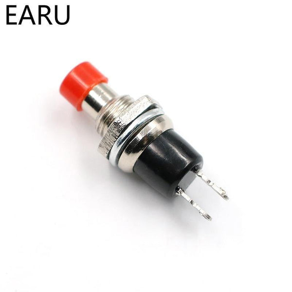 Planet Gates 200001056 Red 10Pcs Mini Micro DIY 7mm Thread 2 Pins Momentary Push Button Switch Red Black White Blue Yellow Green Lockless Self-rest ON/OFF