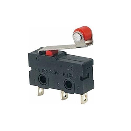 Planet Gates 200001056 Roller Lever 5Pcs Mini Micro Limit Switch NO NC 3 Pins PCB Terminals SPDT 5A 125V 250V 29mm Roller Arc Lever Snap Action Push Microswitches