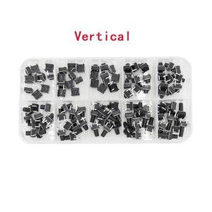 Planet Gates 200001056 Vertical 100 PCS Box Of Tact Switch 4-legged Vertical / Patch 6*6*4.1/4.3/5/6/6.5/7.5/8/9.3/10.5/12mm Micro Push Button Switch Key Switch