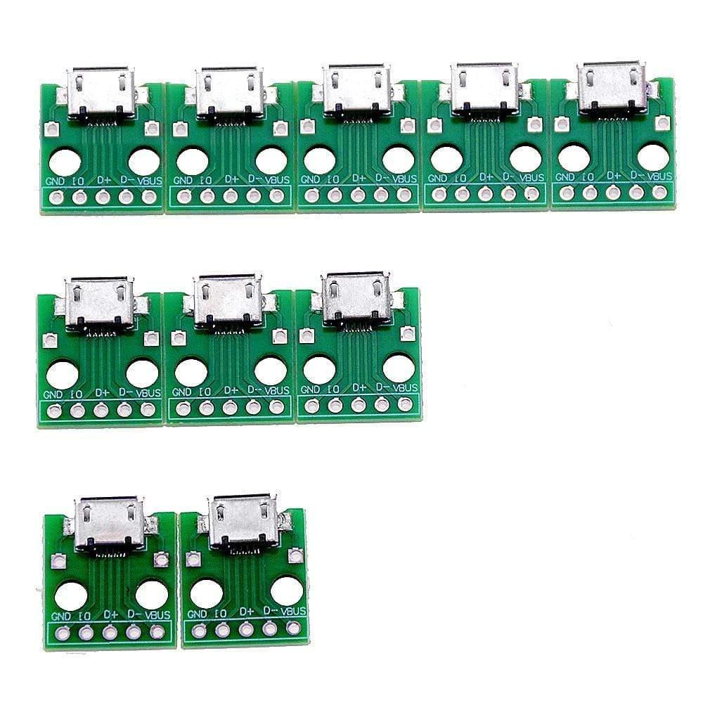 Planet Gates 200001565 10PCS MICRO USB To DIP Adapter 5pin Female Connector B Type PCB Converter Breadboard  Switch Board SMT Mother Seat (10PCS-200004889 10PCS-202408827)