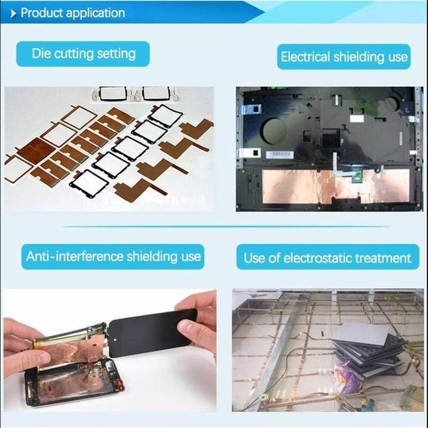 Planet Gates 200001762 10meter Adhesive Conductive Copper Foil Tape 8/20/30/50mm Shield Eliminate EMI Anti-static Single-sided Repair Tape Thick0.06mm