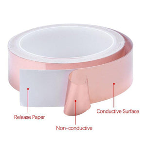 Planet Gates 200001762 10meter Adhesive Conductive Copper Foil Tape 8/20/30/50mm Shield Eliminate EMI Anti-static Single-sided Repair Tape Thick0.06mm