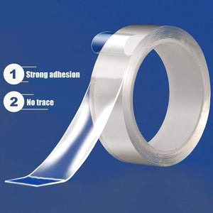 Planet Gates 200001762 1M/3M/5M Nano Tape Double Sided Tape Transparent NoTrace Reusable Waterproof Adhesive Tape Cleanable Home Gekkotape