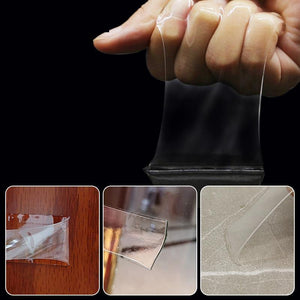 Planet Gates 200001762 1M/3M/5M Nano Tape Double Sided Tape Transparent NoTrace Reusable Waterproof Adhesive Tape Cleanable Home Gekkotape