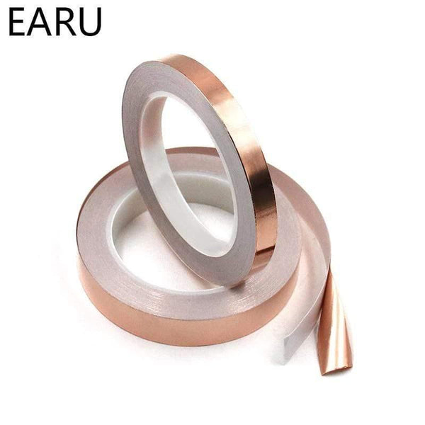 Planet Gates 200001762 20 Meters Single Side Conductive Copper Foil Tape Strip Adhesive EMI Shielding Heat Resist Tape 2mm 3mm 4mm 5mm 6mm 8mm 10mm