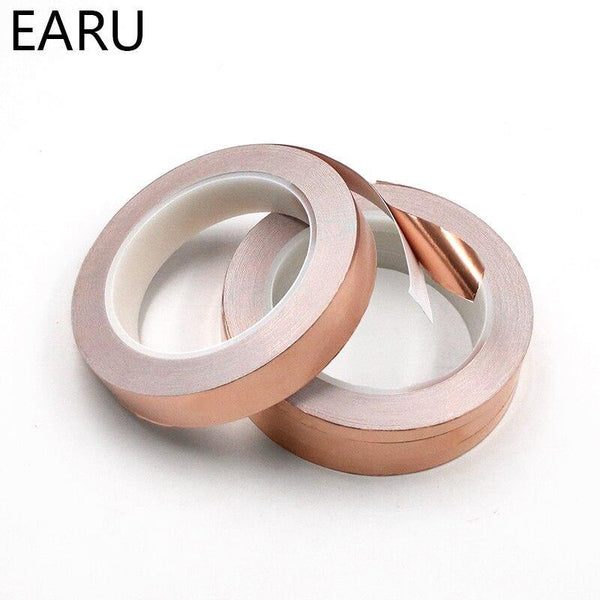 Planet Gates 200001762 20 Meters Single Side Conductive Copper Foil Tape Strip Adhesive EMI Shielding Heat Resist Tape 2mm 3mm 4mm 5mm 6mm 8mm 10mm