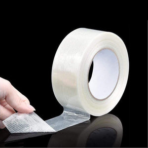 Planet Gates 200001762 50M Strong Glass Fiber Tape Transparent Striped Single Side Adhesive Fiberglass Tape Industrial Strapping Packaging Fixed Seal