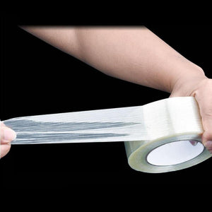 Planet Gates 200001762 50M Strong Glass Fiber Tape Transparent Striped Single Side Adhesive Fiberglass Tape Industrial Strapping Packaging Fixed Seal