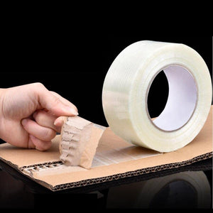 Planet Gates 200001762 50M Strong Glass Fiber Tape Transparent Striped Single Side Adhesive Fiberglass Tape Industrial Strapping Packaging Fixed Seal