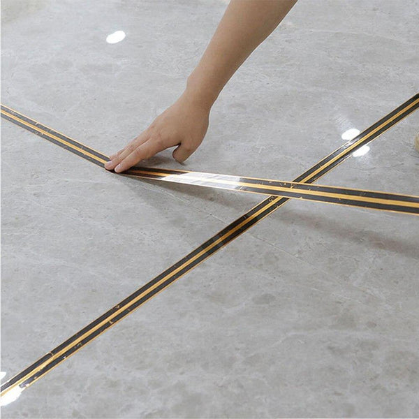 Planet Gates 200001762 5M Black Gold Self Adhesive Tile Sticker Waterproof Wall Gap Sealing Tape Strip Floor Tile Beauty Seam Sticker Home Decoration