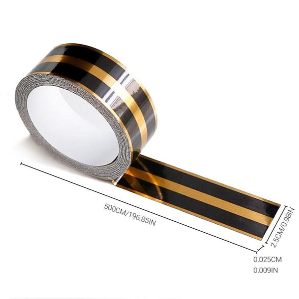 Planet Gates 200001762 B 5M Black Gold Self Adhesive Tile Sticker Waterproof Wall Gap Sealing Tape Strip Floor Tile Beauty Seam Sticker Home Decoration
