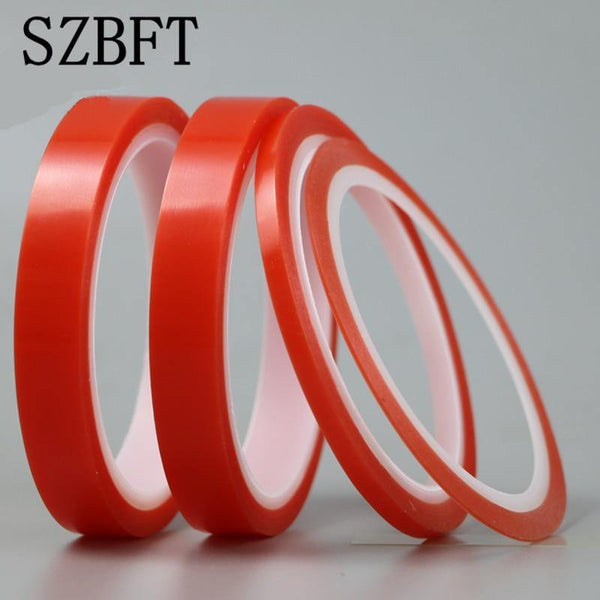 Planet Gates 200001762 SZBFT 2rolls 1mm~5mm*5M Strong Pet Adhesive PET Red Film Clear Double Sided Tape No Trace For Phone LCD Screen