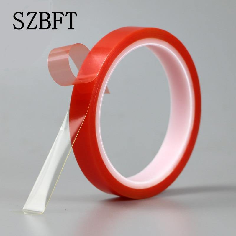 Planet Gates 200001762 SZBFT 2rolls 1mm~5mm*5M Strong Pet Adhesive PET Red Film Clear Double Sided Tape No Trace For Phone LCD Screen